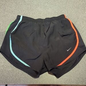 Nike Black Running Shorts with Neon Orange and Blue And green And Yellow Accents